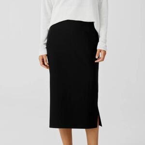 NWOT Elieen Fisher Pull On High Waisted Midi Pencil Skirt Black Women's Size S
